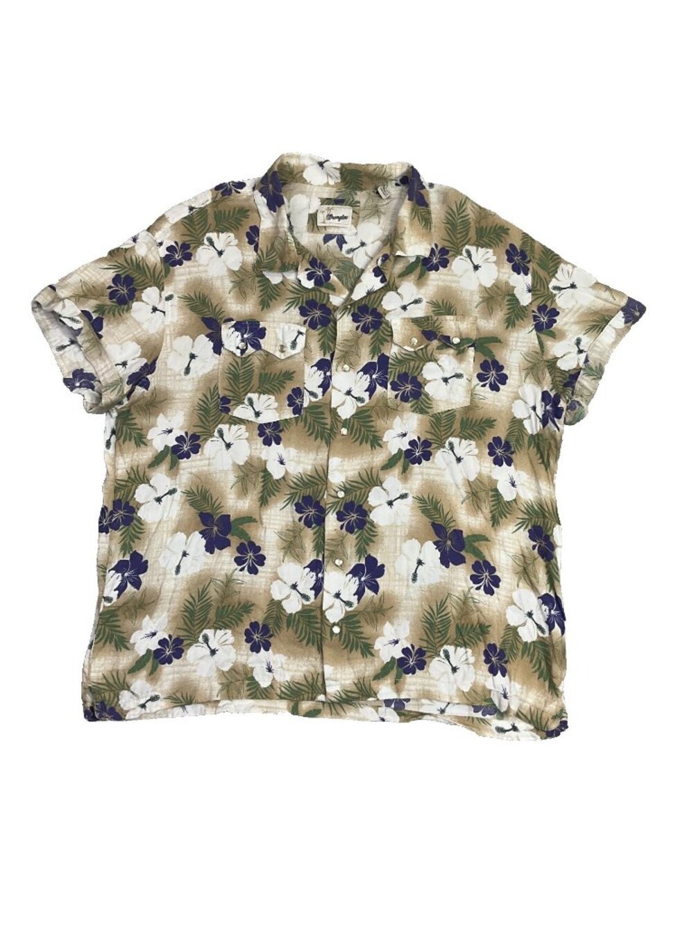 Wrangler Coconut Cowboy Shirt Mens 2XL Floral Hawaiian Pearl Snap Camp Collar